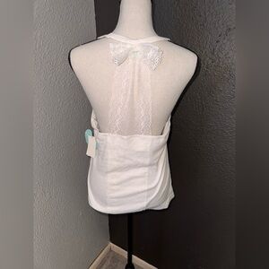 Betsy Johnson BRIDE White Lace Back Tank Top with Bow